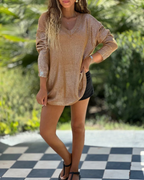 Jersey de Punto Brillante con Cuello en V para Mujer®