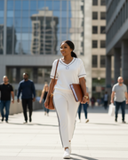 Elegante conjunto de top y pantalón con cuello en V®