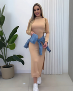 Vestido Largo y Ceñido con Abertura en la Pierna