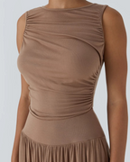 Vestido largo holgado con escote en pato