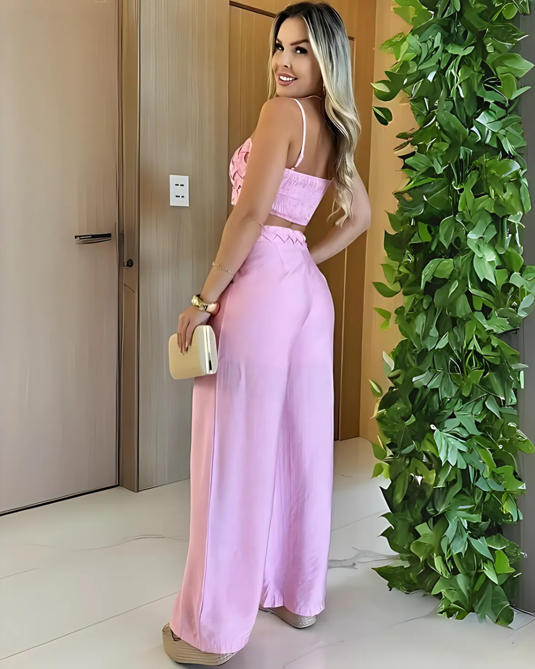 Conjunto de Verano para Mujer con Pantalón Palazzo y Top Corto de Tirantes®