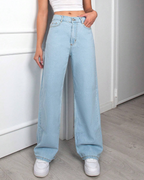 Vaqueros Ligeros de Pierna Ancha con Cintura Alta y Estilo Relajado®