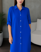 Vestido Camisero Holgado de Tela Fresca