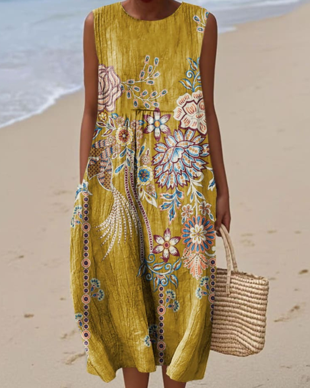 Vestido sin mangas con estampado floral vintage para mujer®