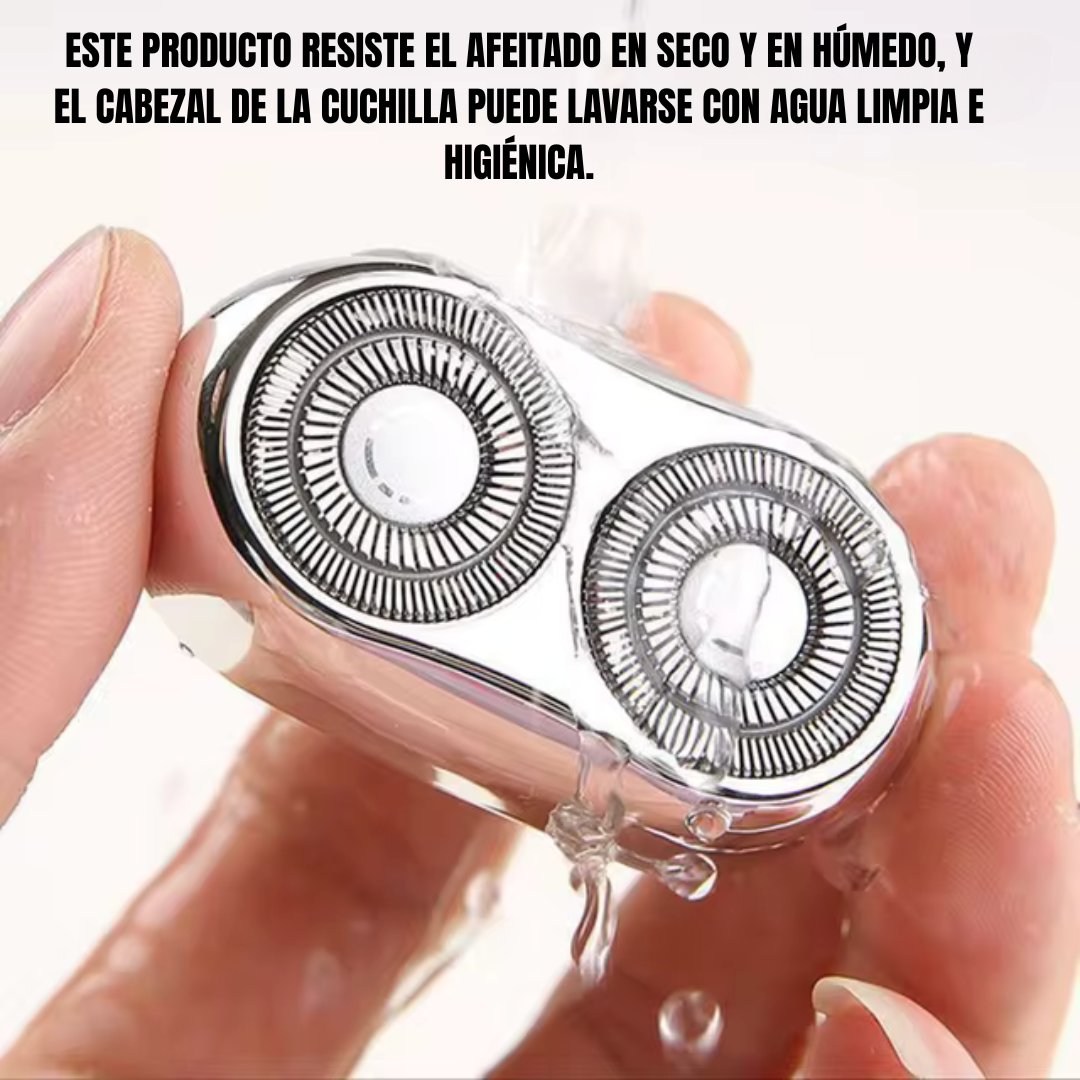 Cortabarbas eléctrico portátil para hombre con cabezal flotante doble recargable e impermeable®
