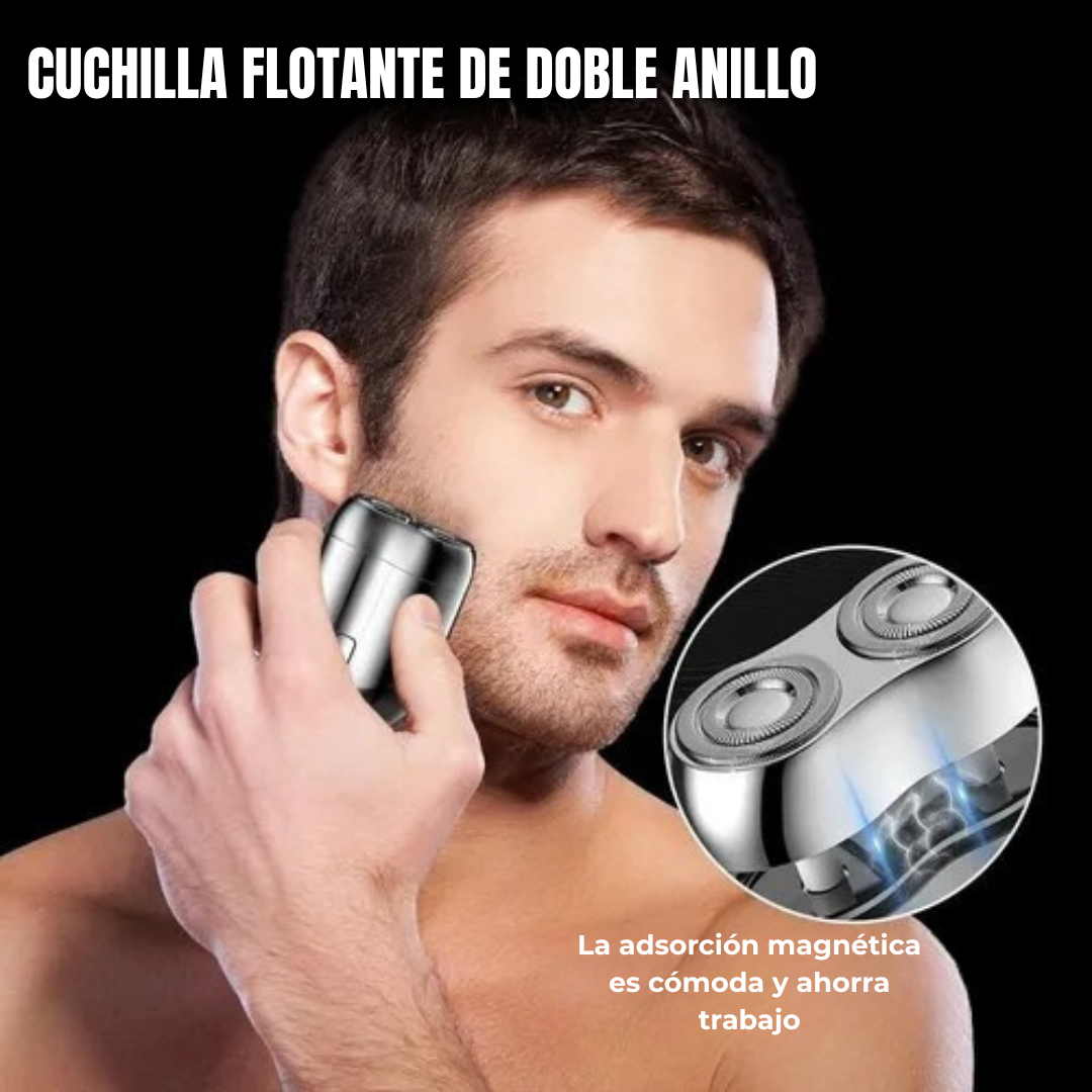 Cortabarbas eléctrico portátil para hombre con cabezal flotante doble recargable e impermeable®