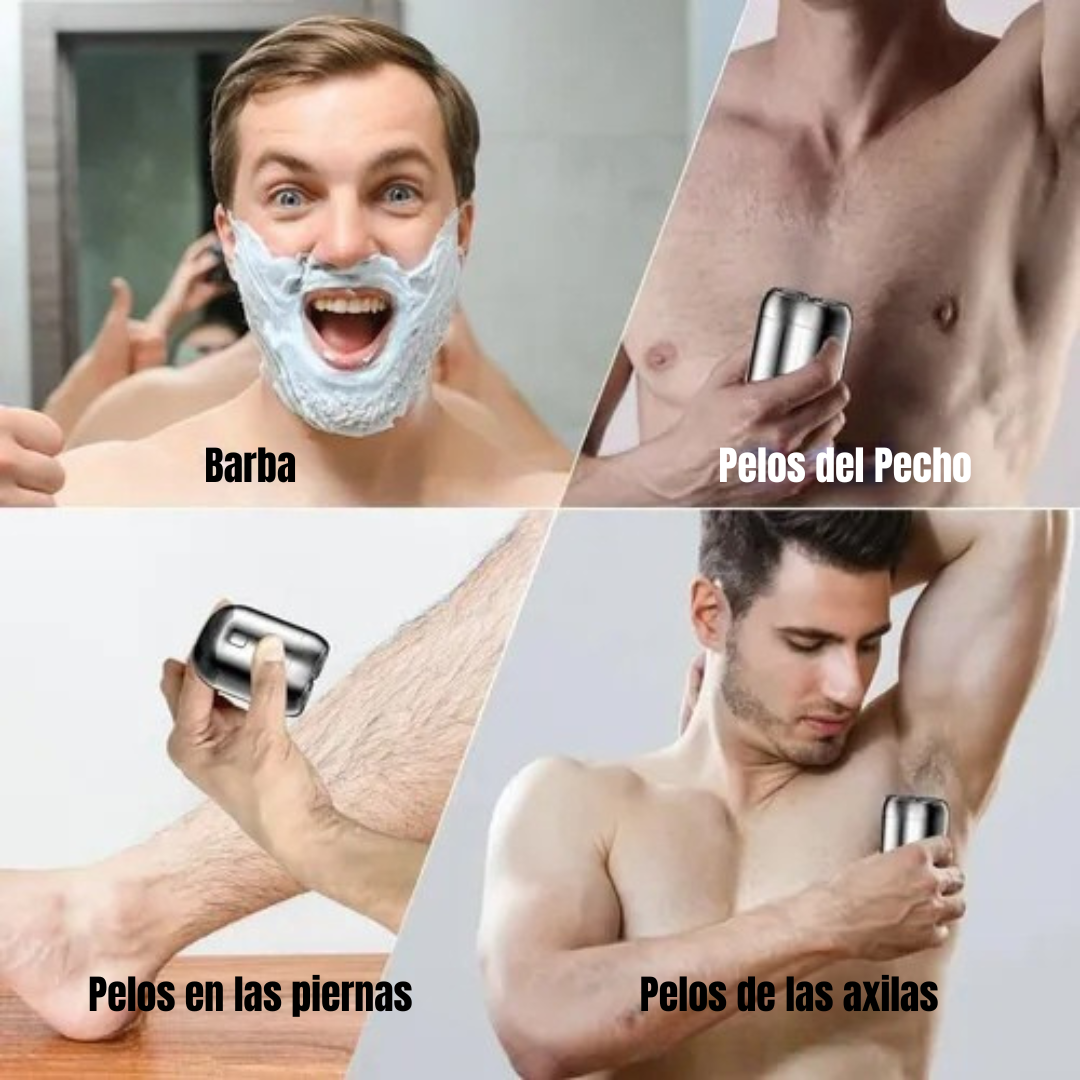 Cortabarbas eléctrico portátil para hombre con cabezal flotante doble recargable e impermeable®